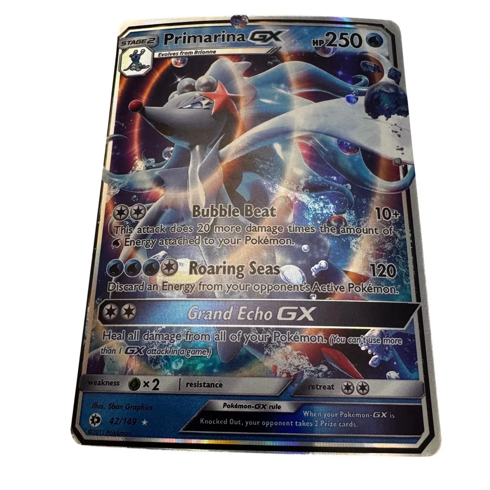 Pokemon Primarina GX 42/149 Sun & Moon Ultra Rare Holo Water‎ Type Card 2017